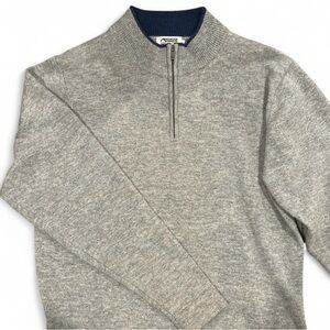 Mountain Khakis Men's Heather Gray Zip-Up Sweater Merino Wool